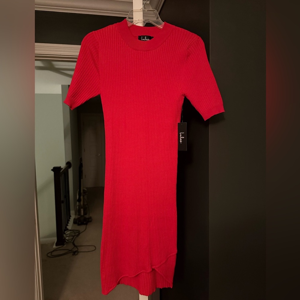 Lulu's hot pink vibrant sweater dress Brand new
